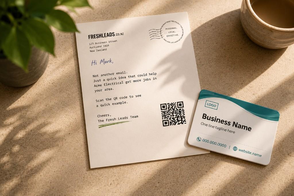 Personalised letter on a sunlit desk